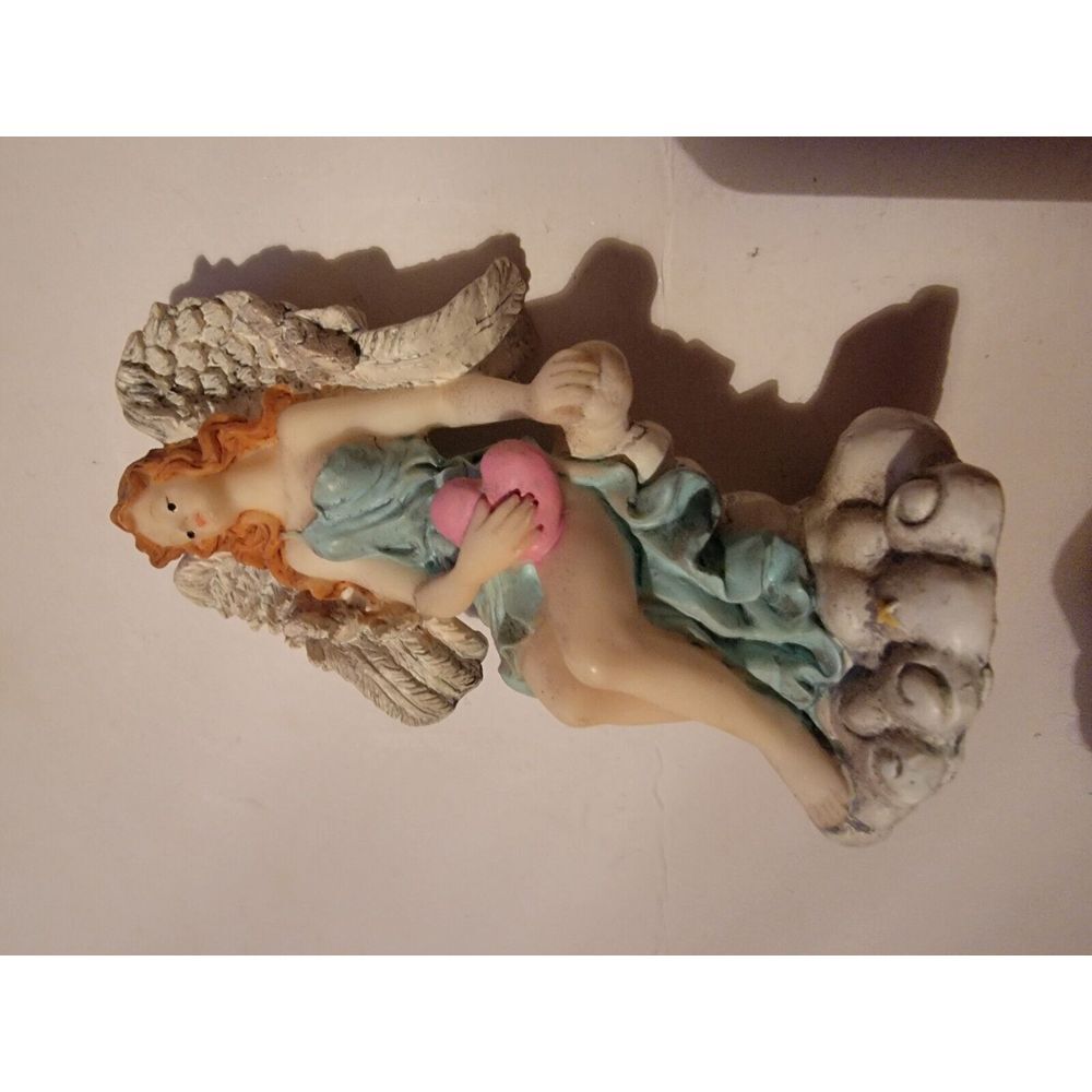 Collectible Angel Figurine Figure Blue Dress Decor Red Hair